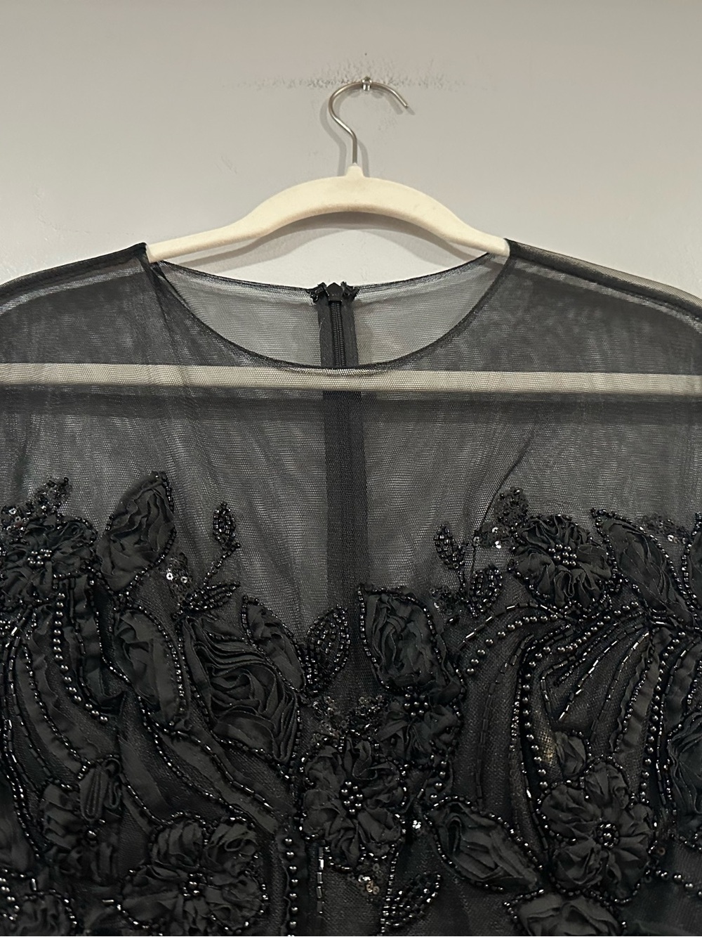 Mac Duggal 69003 Black Embellished Lace Illusion Cocktail Dress sz 10 - Picture 5 of 10